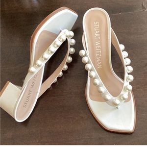 Stuart Weitzman Goldie 50 sandals in white, size 8.5
